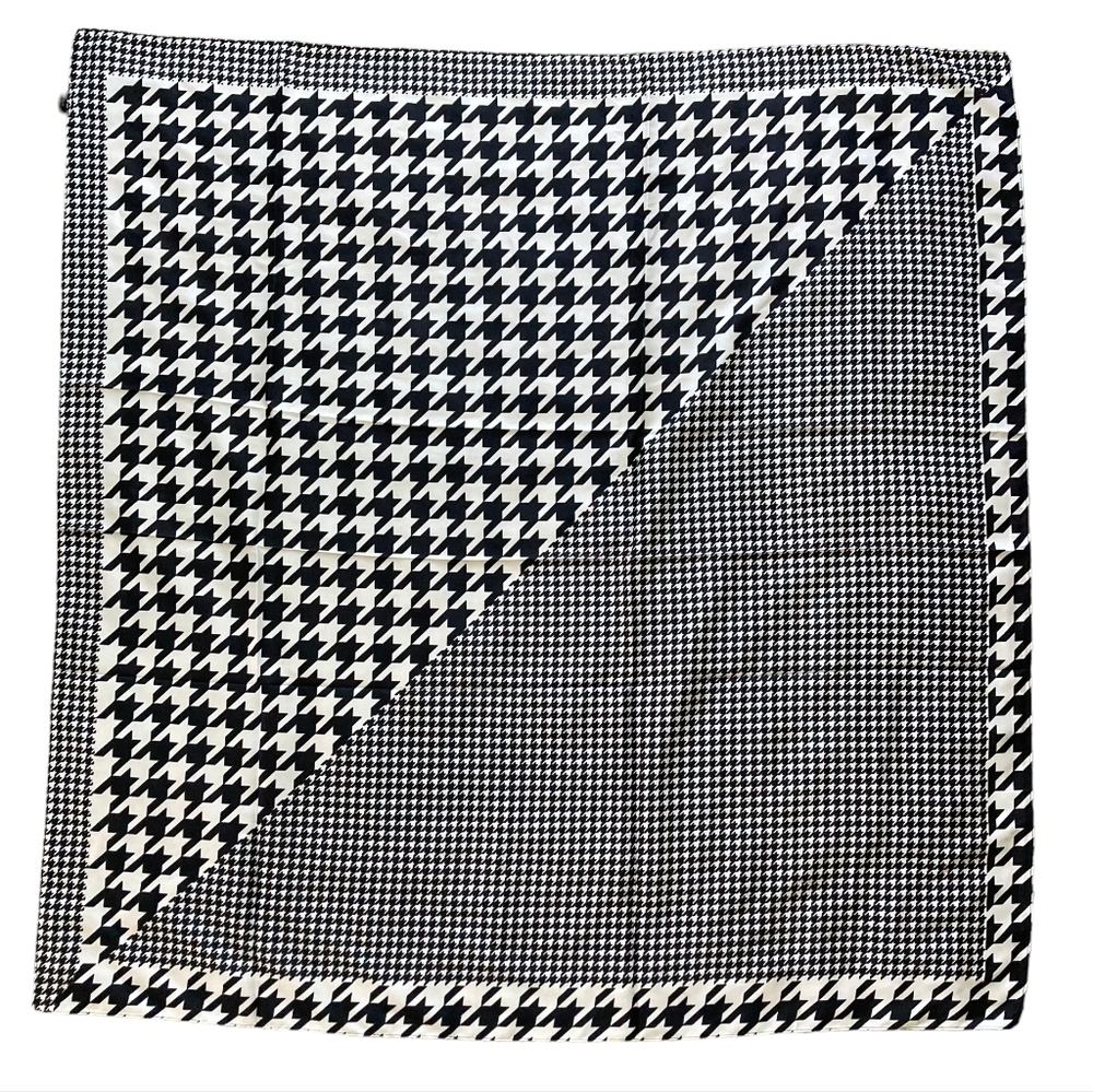 Oversized Square Black White Houndstooth Satin Scarf Neck hair Preppy Classic 💖 - Picture 13 of 13